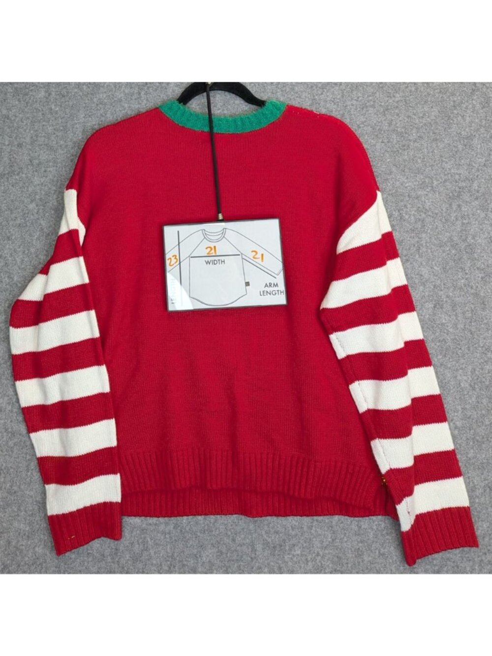 Meowy Christmas Womens Size Medium Ugly Christmas Sweater Cat Red White Stripes - Picture 6 of 6
